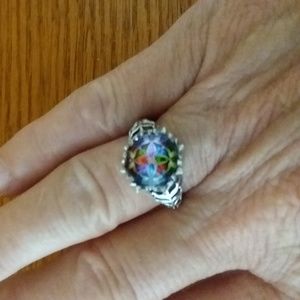 Sterling Silver Ring with Glass Top